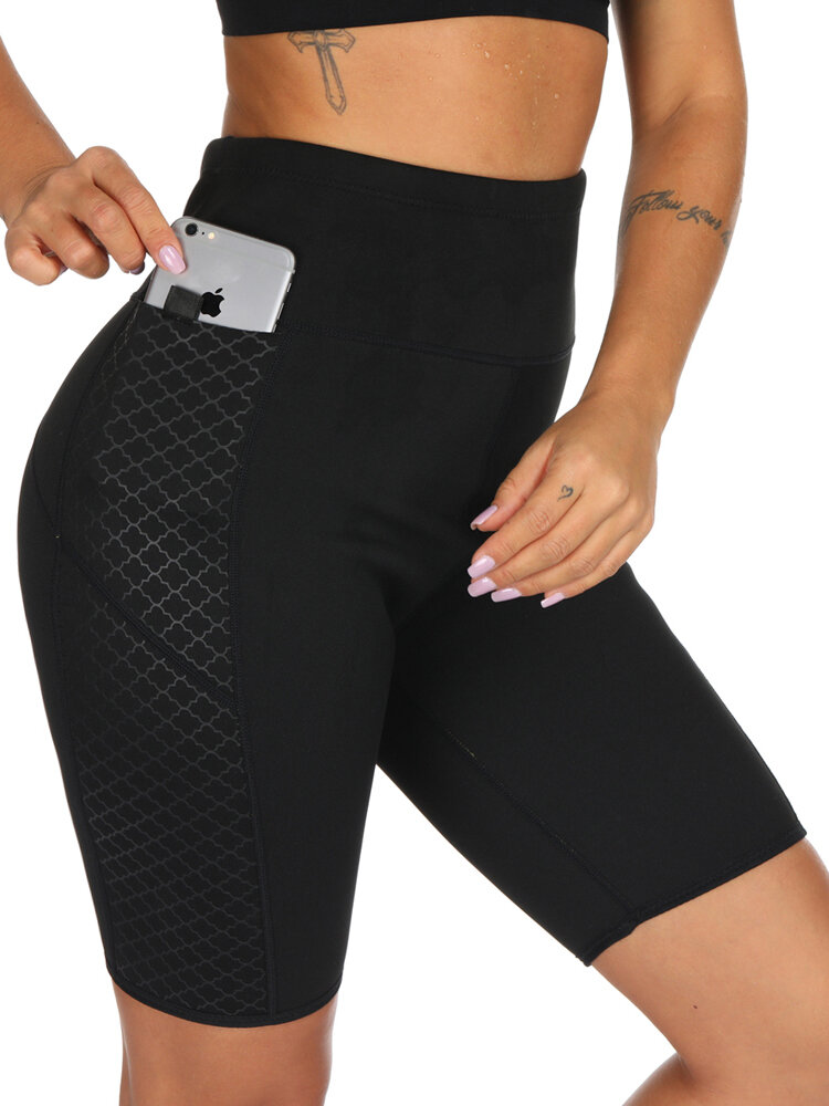 
	3XL Tummy Control Print Pocket Neoprene Sauna Shorts