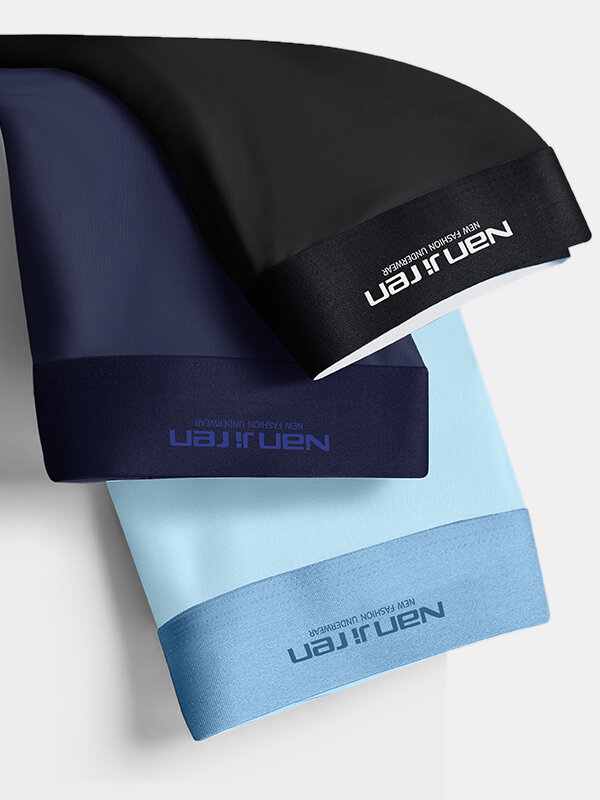 
	Multipacks Graphene Antibacterial Breathable Boxer Briefs Ice Silk Seamless Comfy Underwears With Pouch