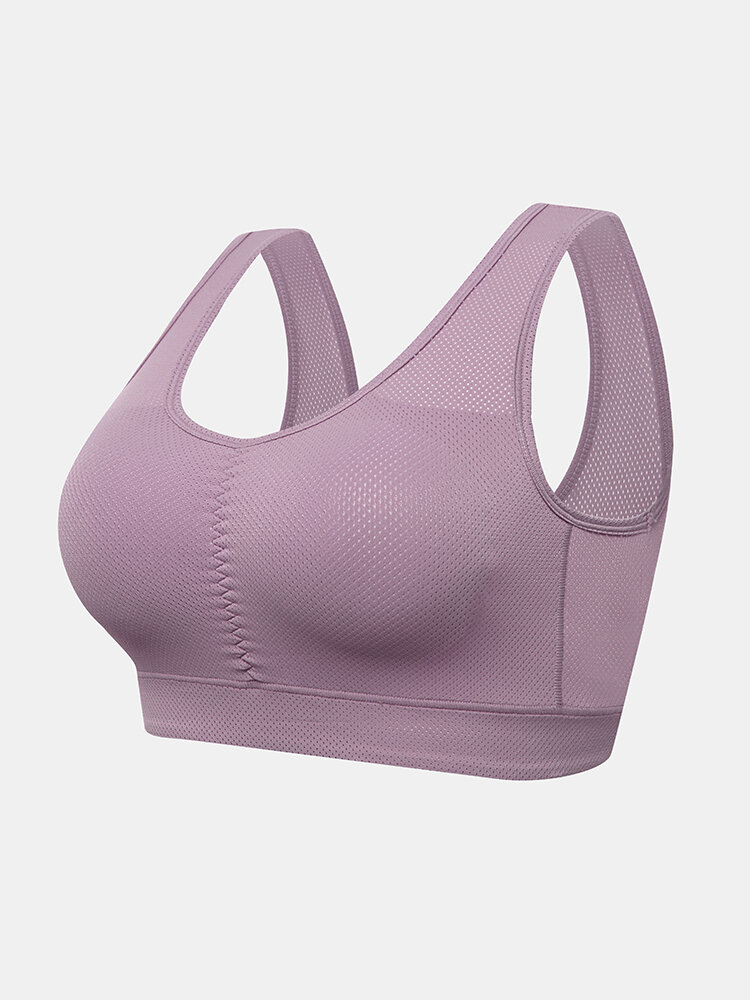 
	Women Solid Seamless Gather Wireless Breathable Sleep Bra With Removable Chest Pad
