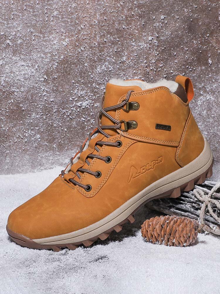 
	Men Warm Lining Non Slip Outdoor Waterproof Microfiber Leather Boots