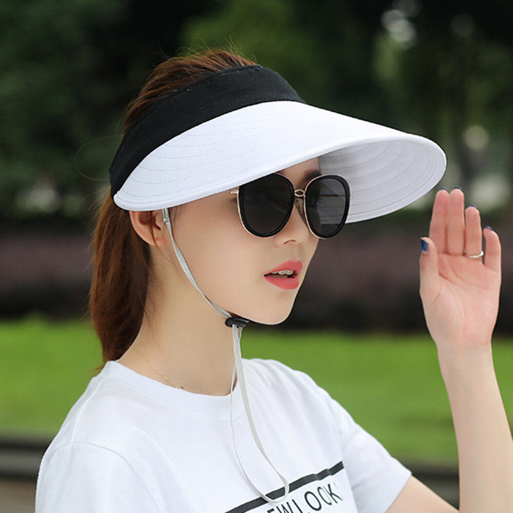 
	Women Big Brim Empty Top Sun Hat Sunscreen Hat Covering Face