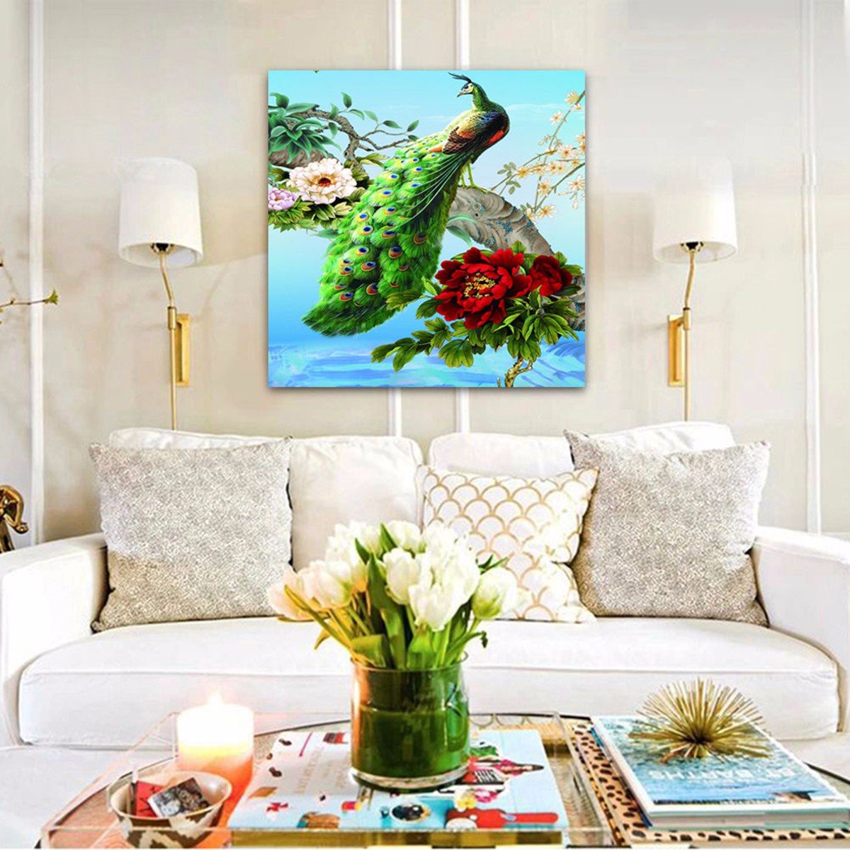 
	5D Diamond Embroidery Painting DIY Peacock Peony Mosaic Stitch Craft Home Wall Decor