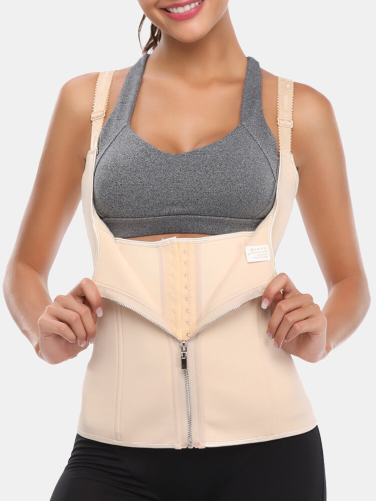 
	Plus Size Women Breathable Sports Fitness Body Shaper Vest Zip Front Shapewear