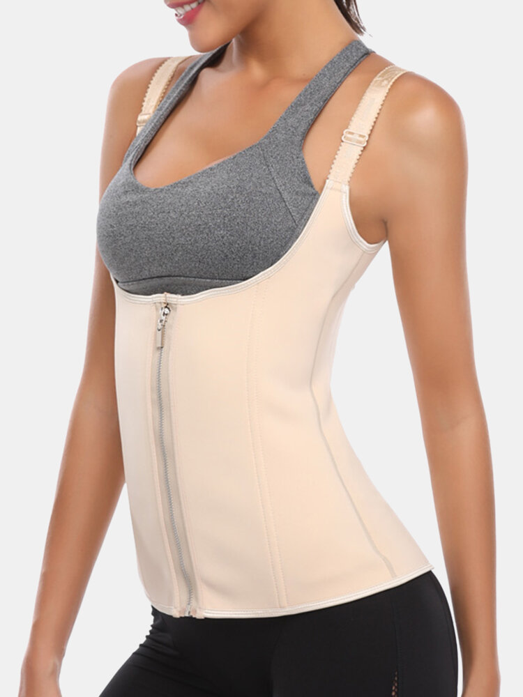 
	Plus Size Women Breathable Sports Fitness Body Shaper Vest Zip Front Shapewear