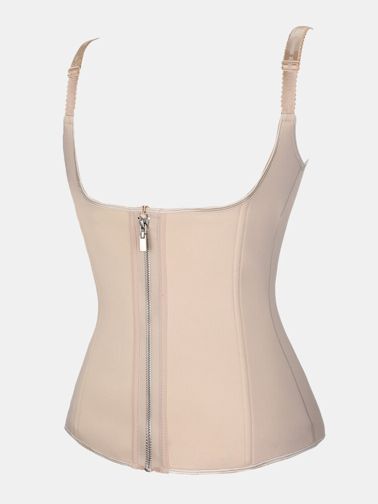 
	Plus Size Women Breathable Sports Fitness Body Shaper Vest Zip Front Shapewear