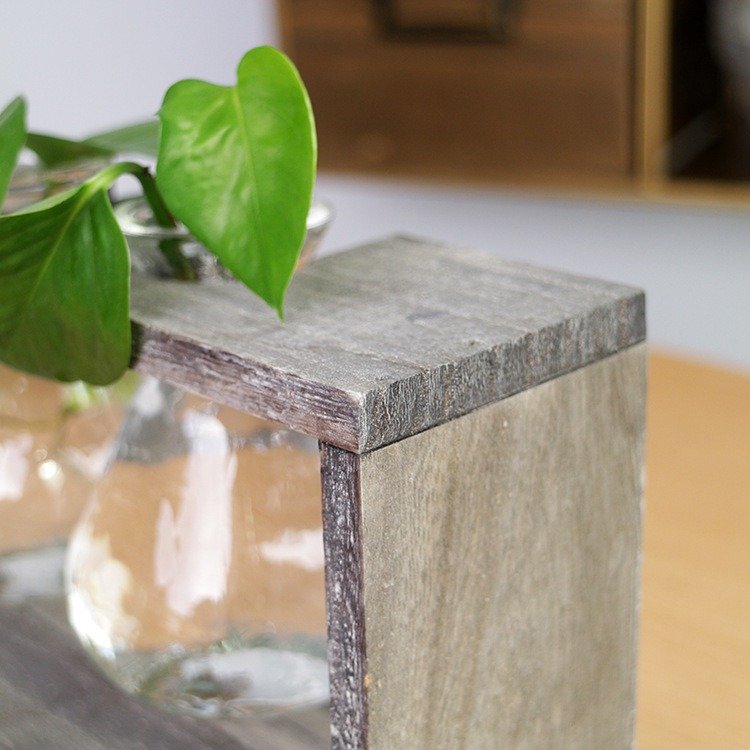 
	Creative Simple Style Glass Wood Plant Vase Home Decorative Planter