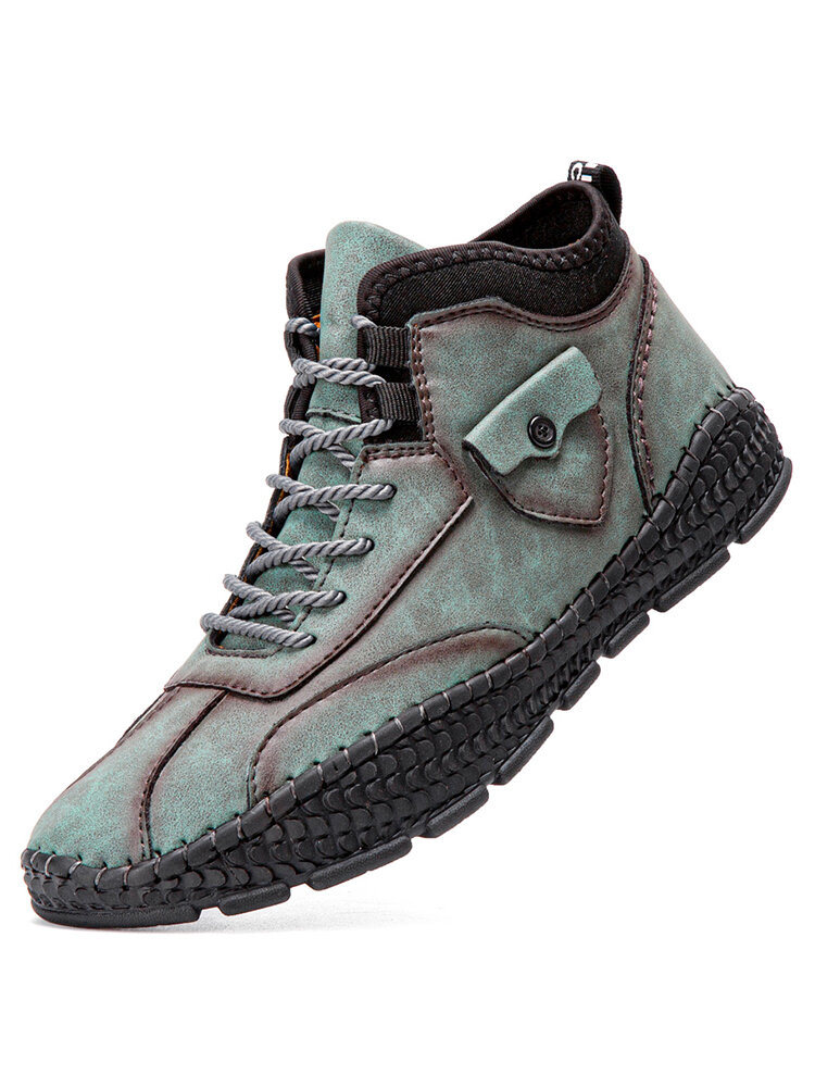 
	Men Hand Stitching Cow Leather Non Slip Casual Ankle Boots