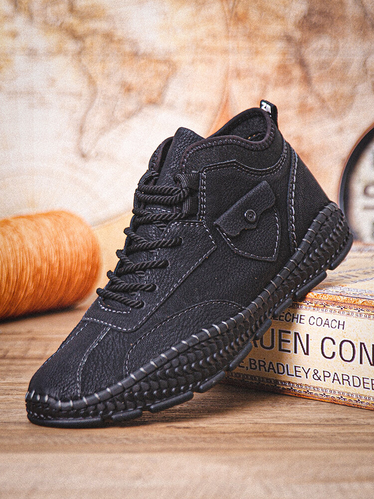 
	Men Hand Stitching Cow Leather Non Slip Casual Ankle Boots