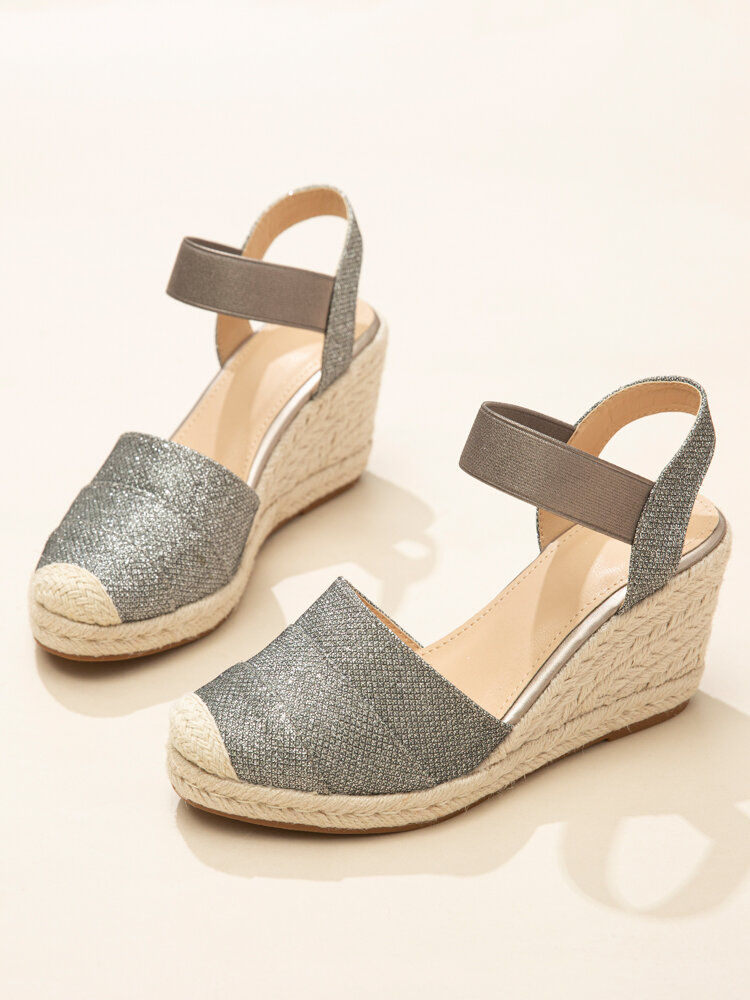
	Women&rsquo;s Closed Toes Sandals Casual Metallic Espadrille Wedges