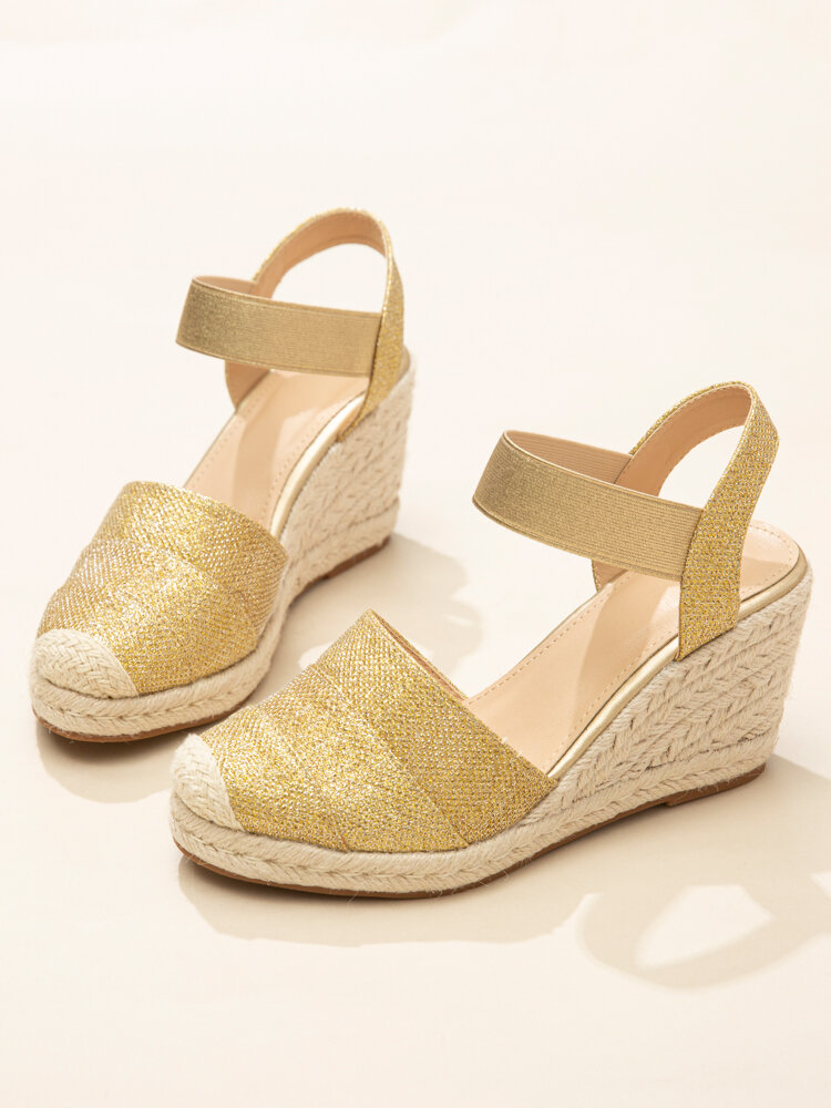 
	Women&rsquo;s Closed Toes Sandals Casual Metallic Espadrille Wedges