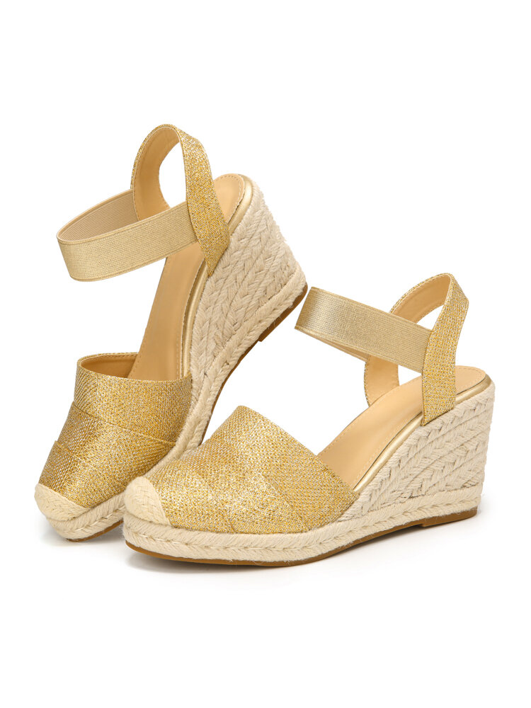 
	Women&rsquo;s Closed Toes Sandals Casual Metallic Espadrille Wedges