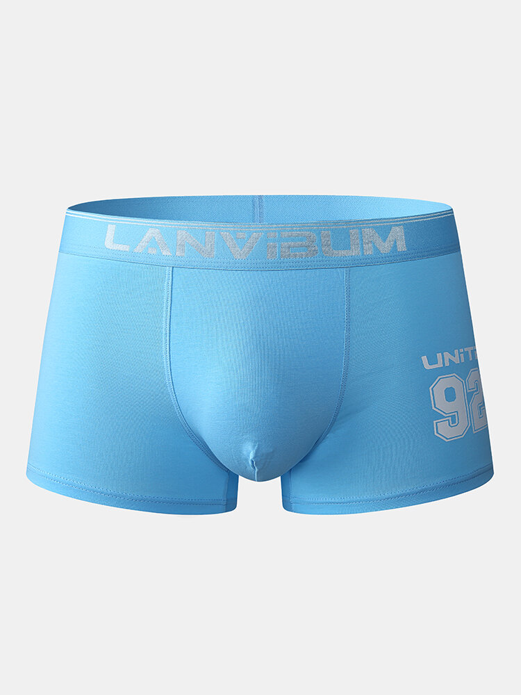 
	Mens Letter Figure Print Cotton Breathable Underwear U Convex Boxer Briefs