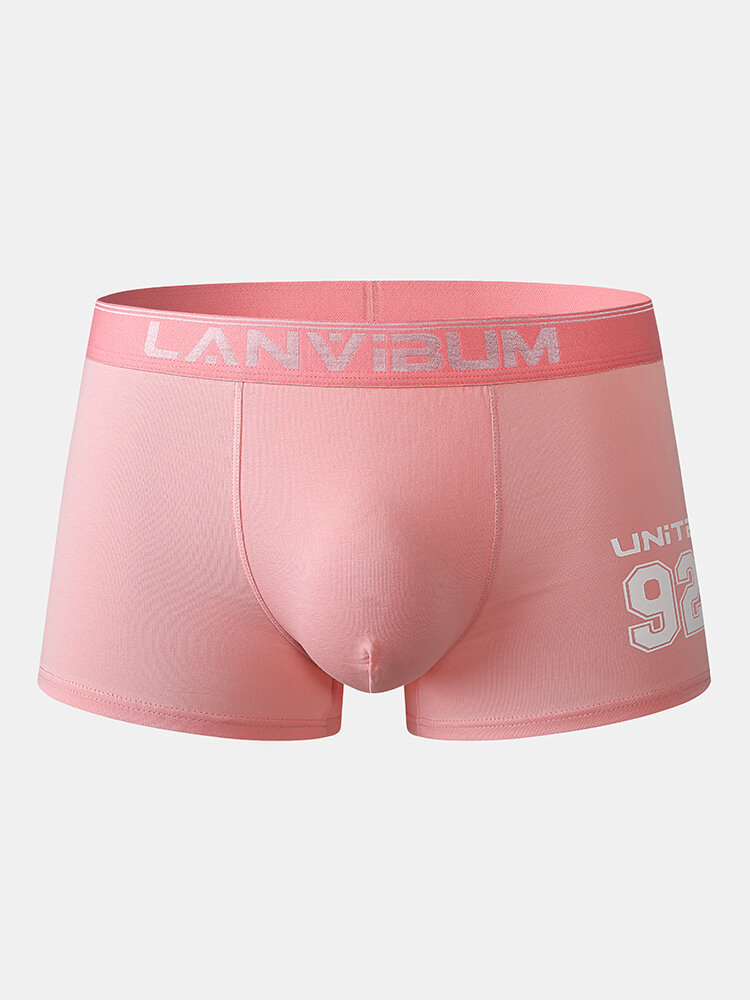 
	Mens Letter Figure Print Cotton Breathable Underwear U Convex Boxer Briefs