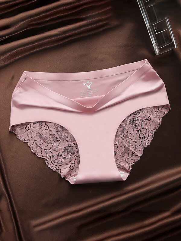 
	Lace Seamless Cotton Crotch Soft Mid Rise Panties