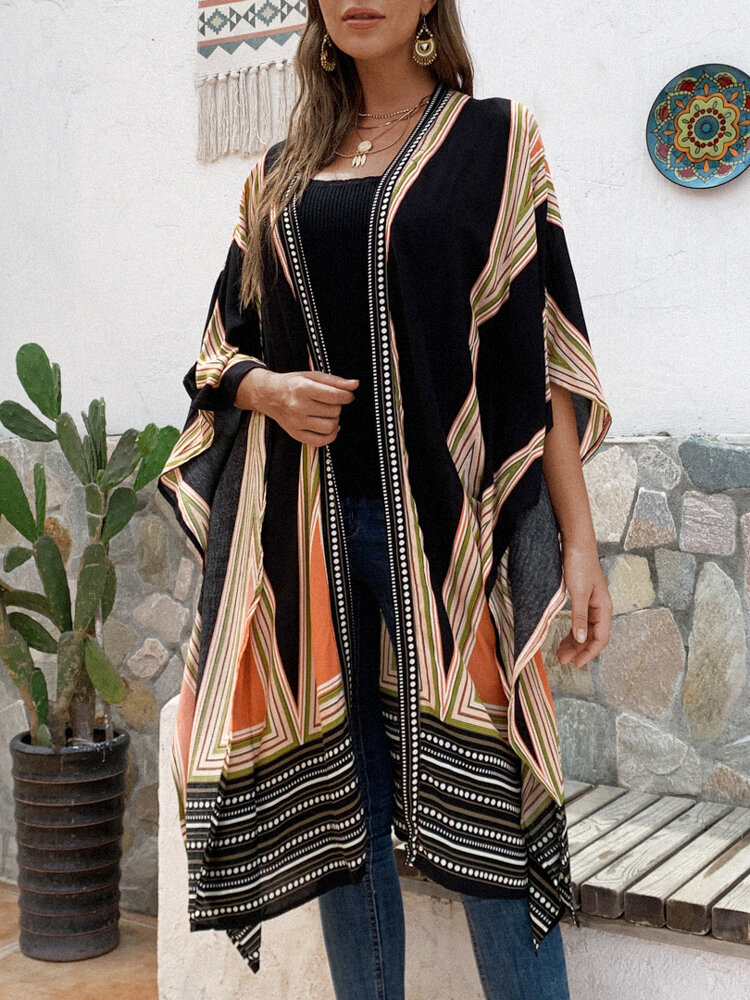 
	Bohemian Print Summer Beach Plus Size Kimono