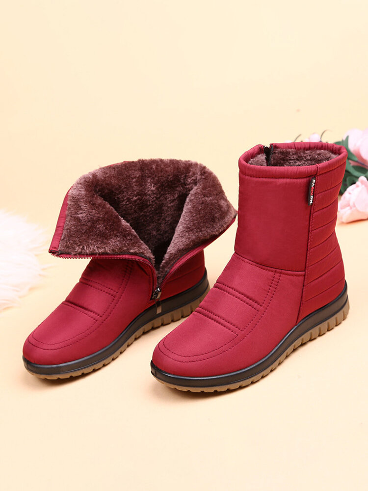 
	Plus Size Women&rsquo;s Comfy Waterproof Warm Cotton Side Zipper Snow Boots