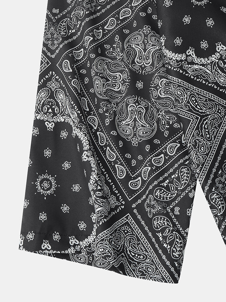
	Mens Paisley Scarf Japanese Print Open Front Kimono Two Pieces Outfits
