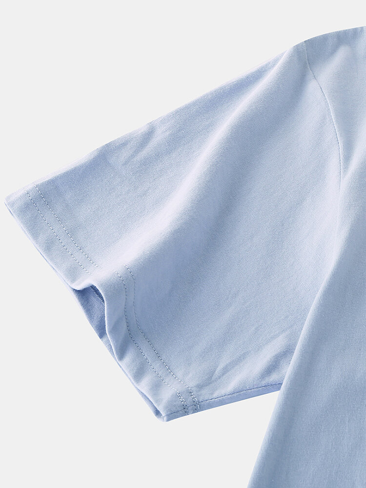 
	Mens Cartoon Astronaut Print Cotton Daily Loose O-Neck T-Shirts