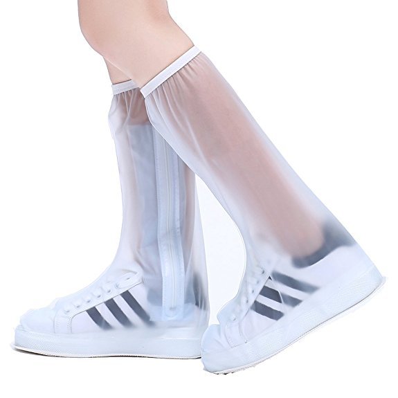 
	PVC Women Man Rain Shoes Cover Zipper Waterproof Rain Reusable Shoes Covers Slip-resistant Rain Boot