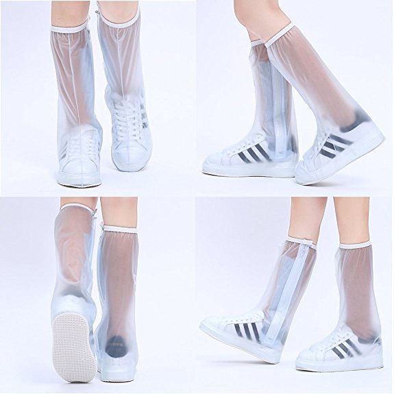 
	PVC Women Man Rain Shoes Cover Zipper Waterproof Rain Reusable Shoes Covers Slip-resistant Rain Boot