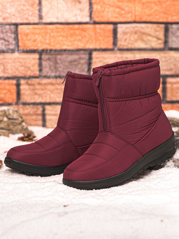 
	Large Size Women Comfy Soft Waterproof Cotton Front Zipper Warm Snow Boots