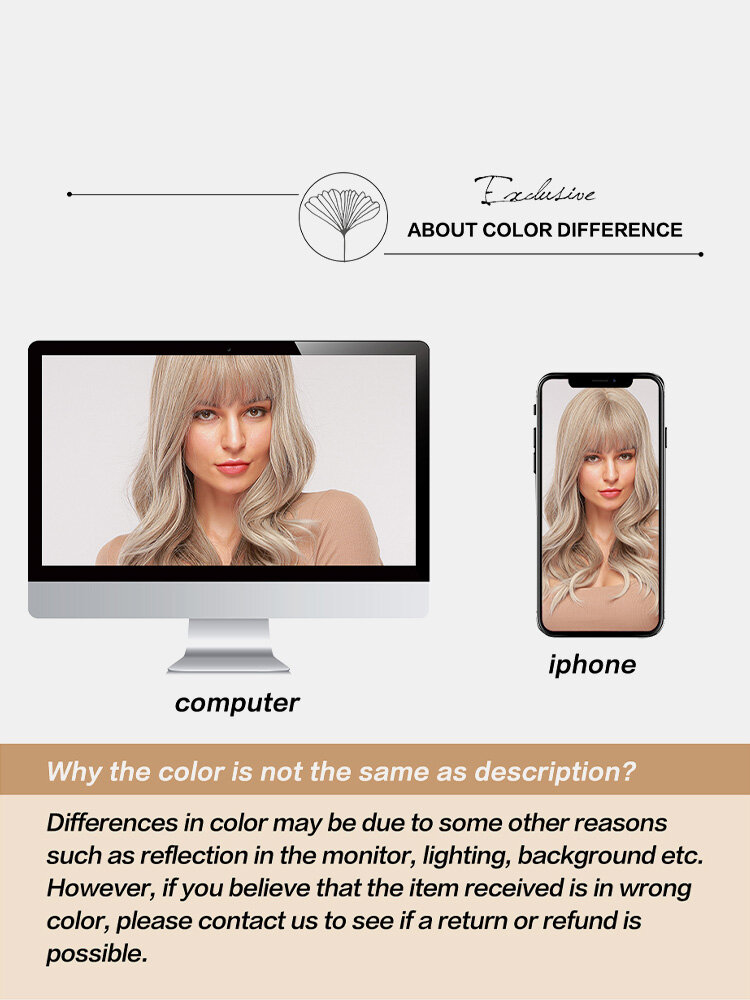 
	26 Inches Light Brown Golden Long Wavy Curly Hair With Air Bangs Natural Elegant Curly Synthetic Wig For Daily Use