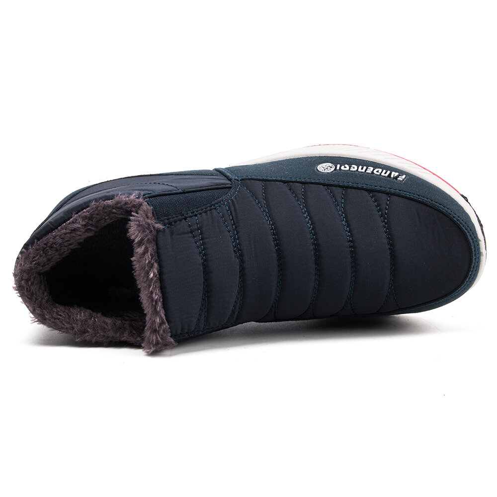 
	Men Old Peking Style Stripe Warm Slip On Casual Ankle Boots