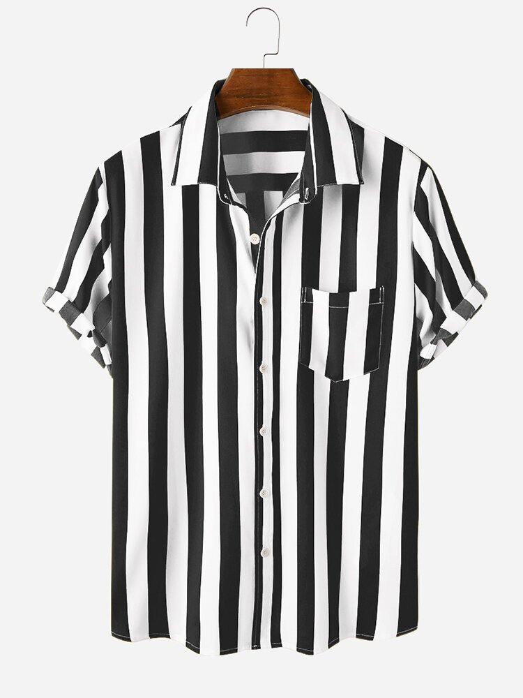 
	Men Four Colors Short Sleeve Casual Striped Designer Shirts