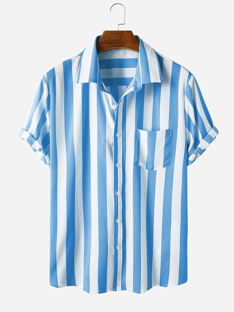 
	Men Four Colors Short Sleeve Casual Striped Designer Shirts