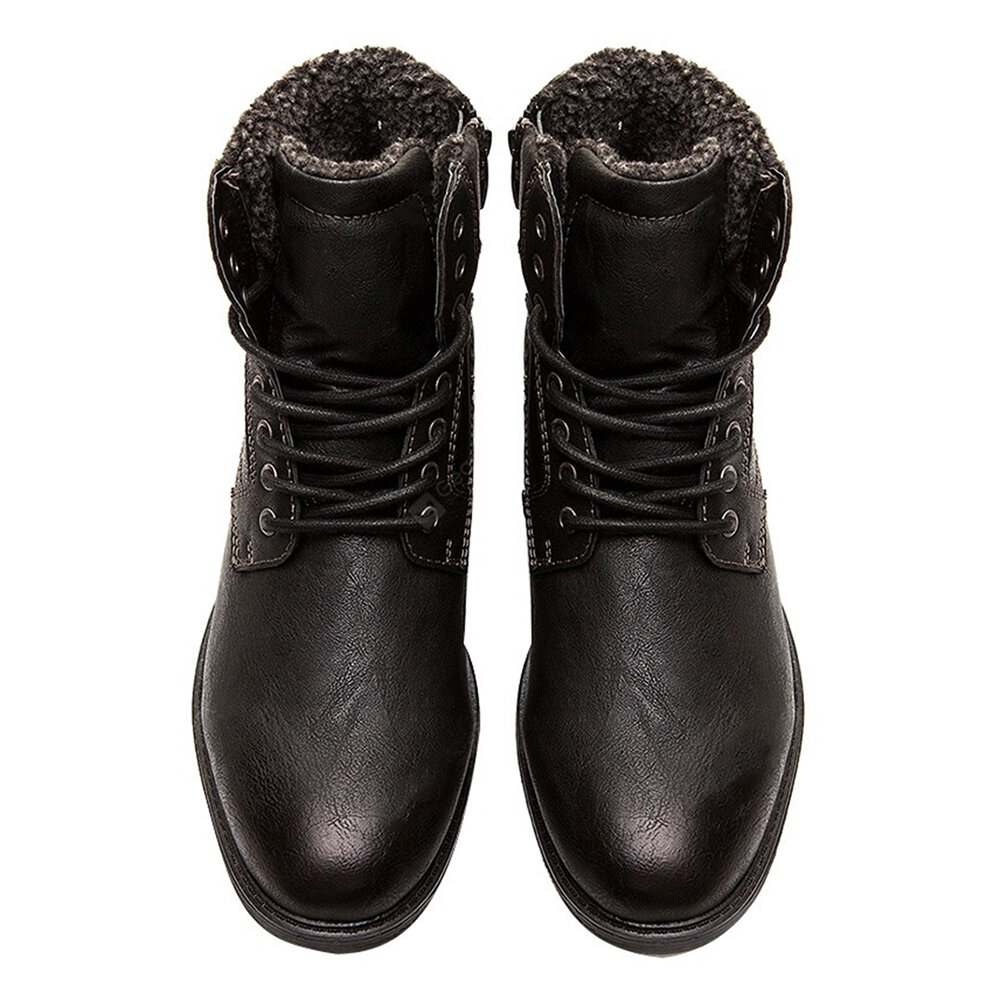 
	Men Retro Non Slip Warm Lining Lace Up Casual Zipper Ankle Boots
