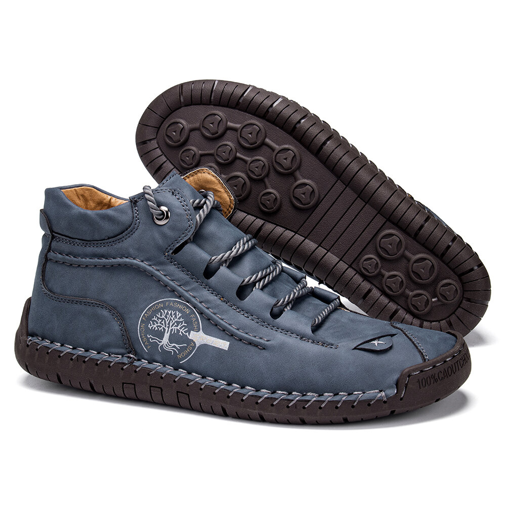 
	Menico Men Hand Stitching Leather Non Slip Comfy Ankle Boots