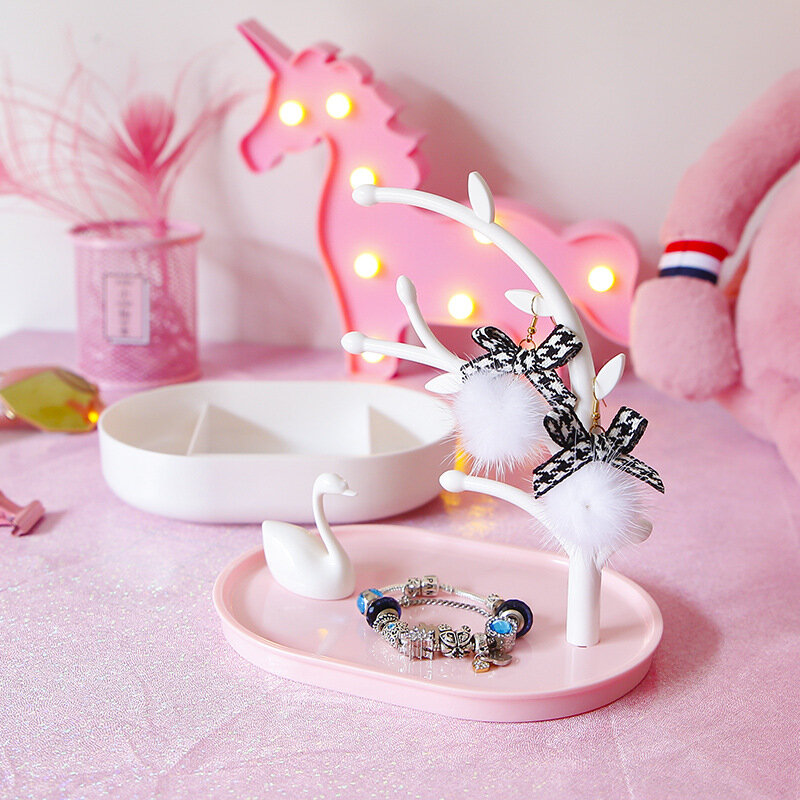 
	Swan Lake Jewelry Storage Box Removable Double Layers Storage Rack