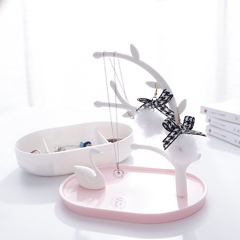 
	Swan Lake Jewelry Storage Box Removable Double Layers Storage Rack