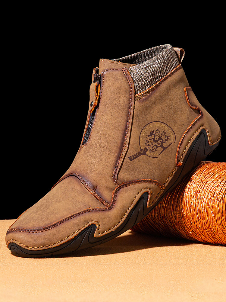 
	Menico Men Front Zipper Microfiber Leather Sock Ankle Boots