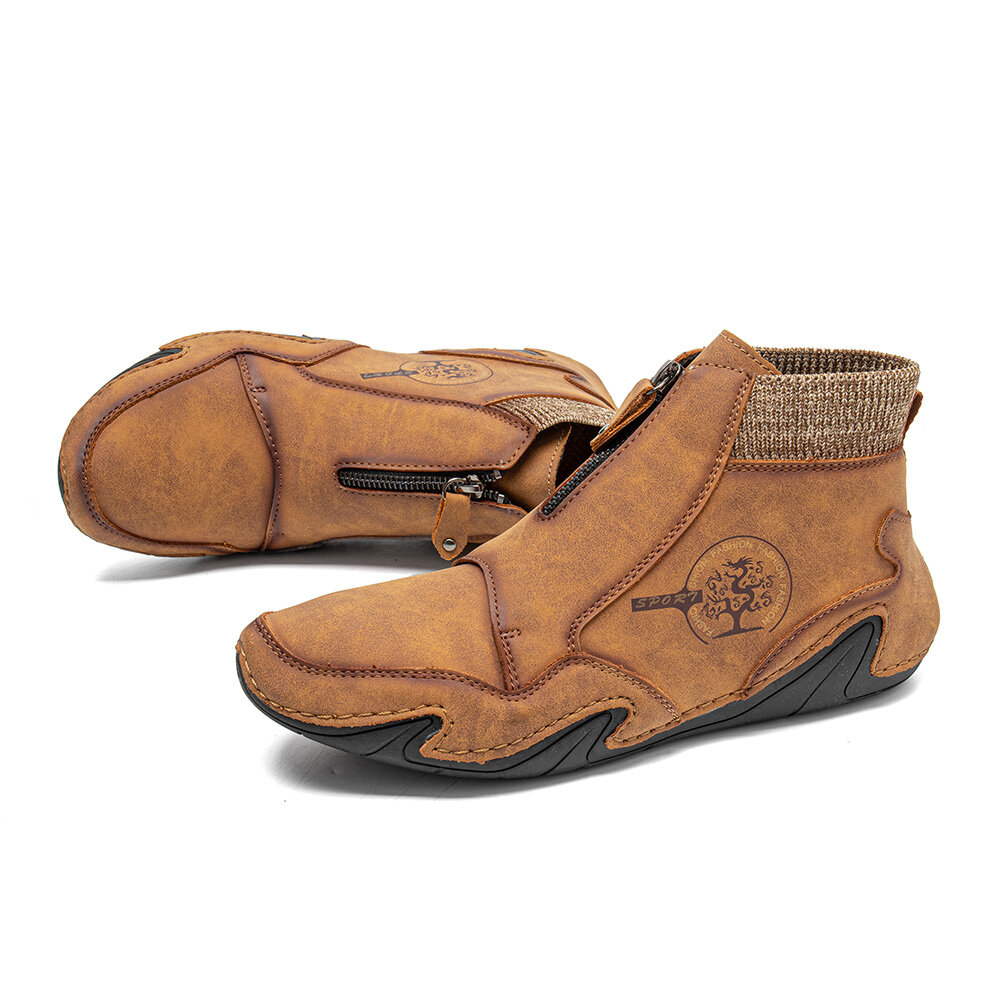 
	Menico Men Front Zipper Microfiber Leather Sock Ankle Boots