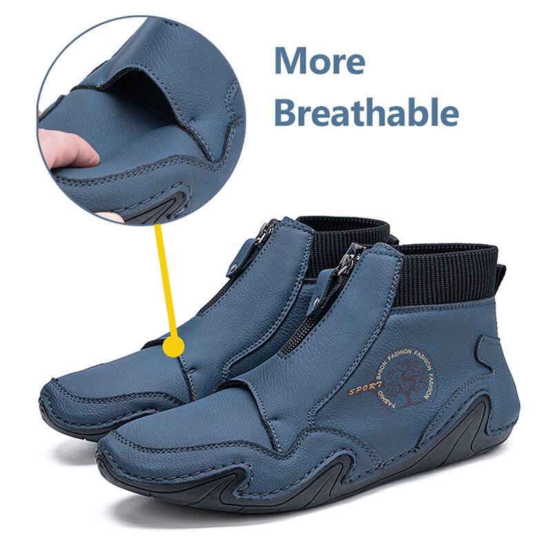 
	Menico Men Front Zipper Microfiber Leather Sock Ankle Boots