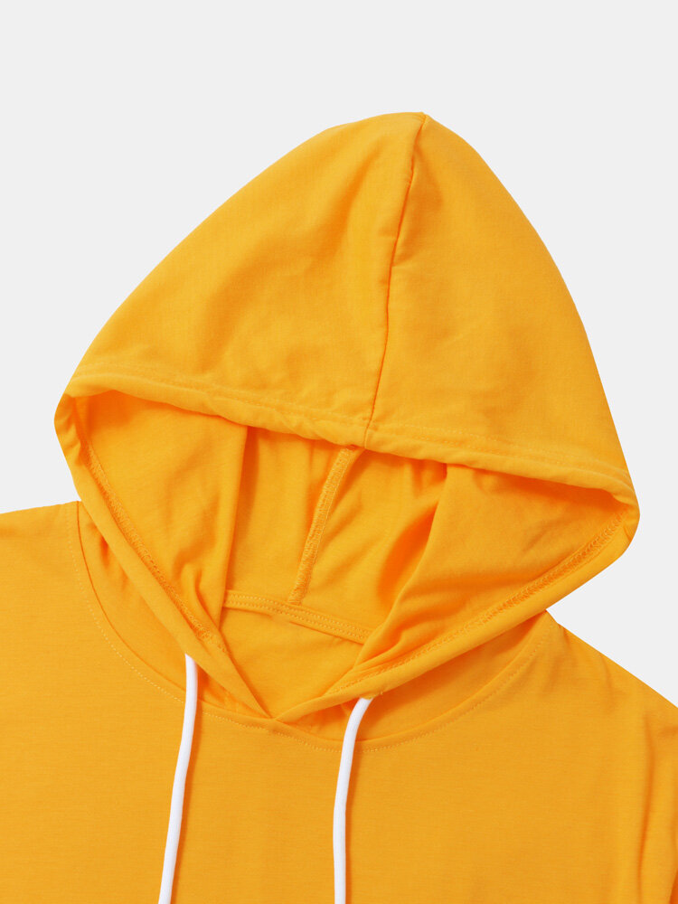 
	Mens Smile Pattern Short Sleeve Preppy Hooded T-Shirt