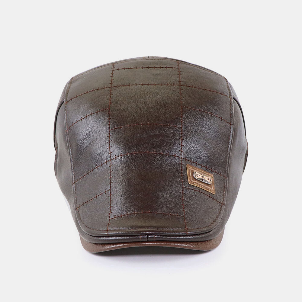 
	COLLROWN Men’s Leather Beret Hat Casual Berets Warm Flat Caps