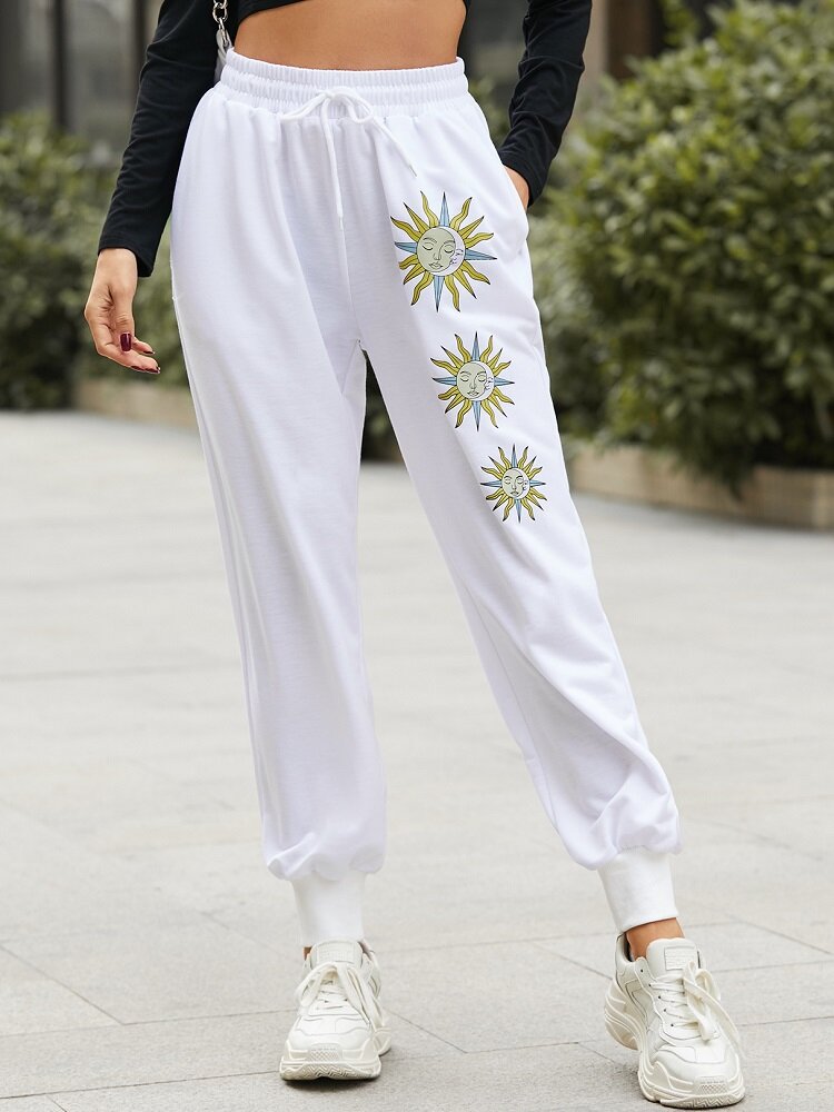 
	Galaxy Print Drawstring Waist Sport Jogger Pants with Pocket