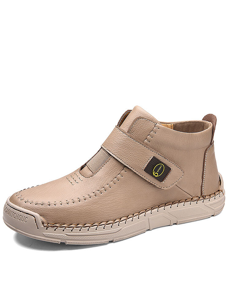 
	Menico Men Hand Stitching Microfiber Leather Non Slip Hook Loop Casual Ankle Boots