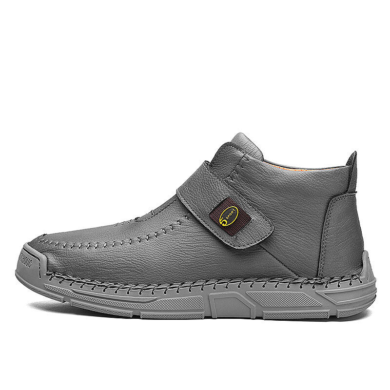 
	Menico Men Hand Stitching Microfiber Leather Non Slip Hook Loop Casual Ankle Boots