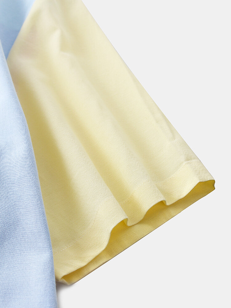 
	Mens Casual Stitching Contrast Color Short Sleeve Shirts