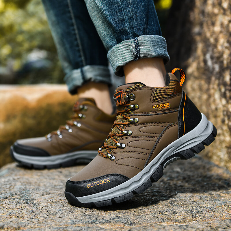 
	Men Comfy Anti-collision Toe Cap Slip Resistant Outdoor Sport Casual Hiking Boots