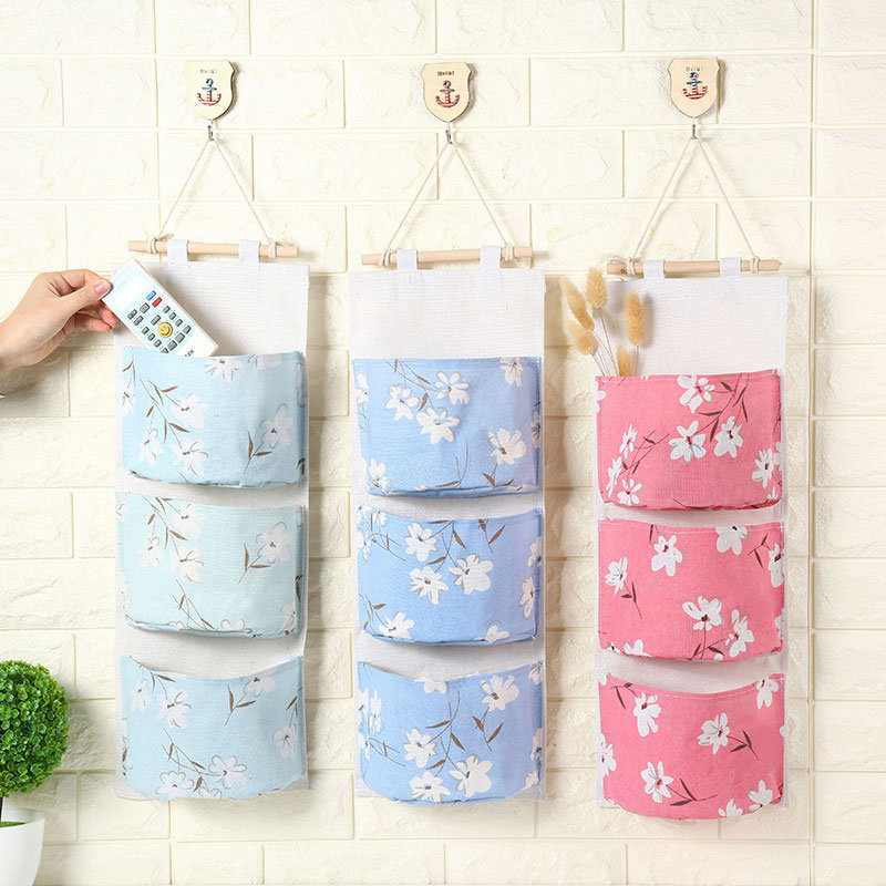 
	Cotton And Linen Storage Hanging Bag Multi-Layer Hanging Pocket