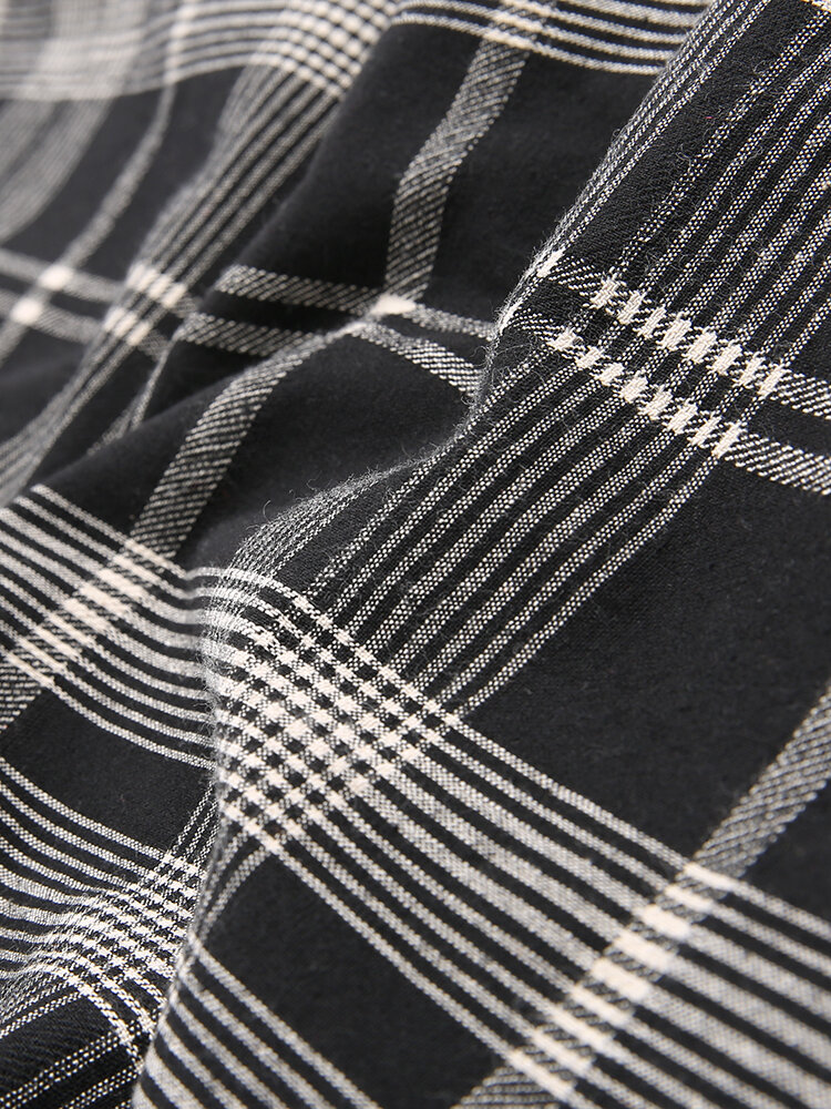 
	Mens 100% Cotton Tartan Plaid Multi-Pocket Loose Elastic Waist Cargo Pants