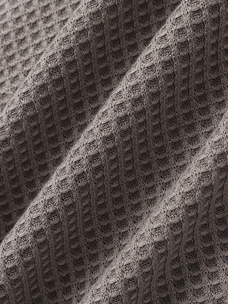 
	Mens Plain Texture Knitted Waffle Short Sleeve T-Shirt