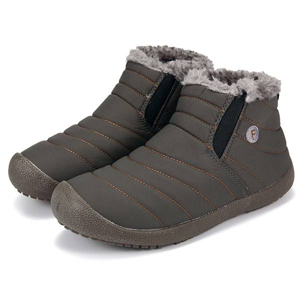 
	Men Large Size Warm Fur Lining Waterproof Flat Slip On Snow Boots