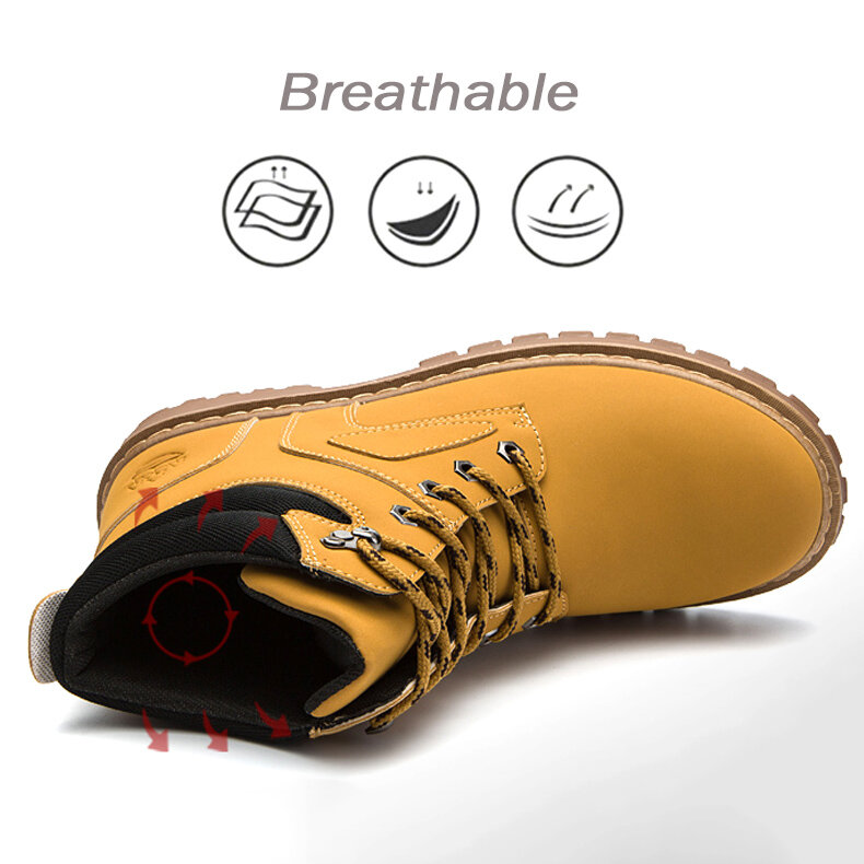 
	Men Outdoor Slip Resistant Lace Up Leather Work Style Boots