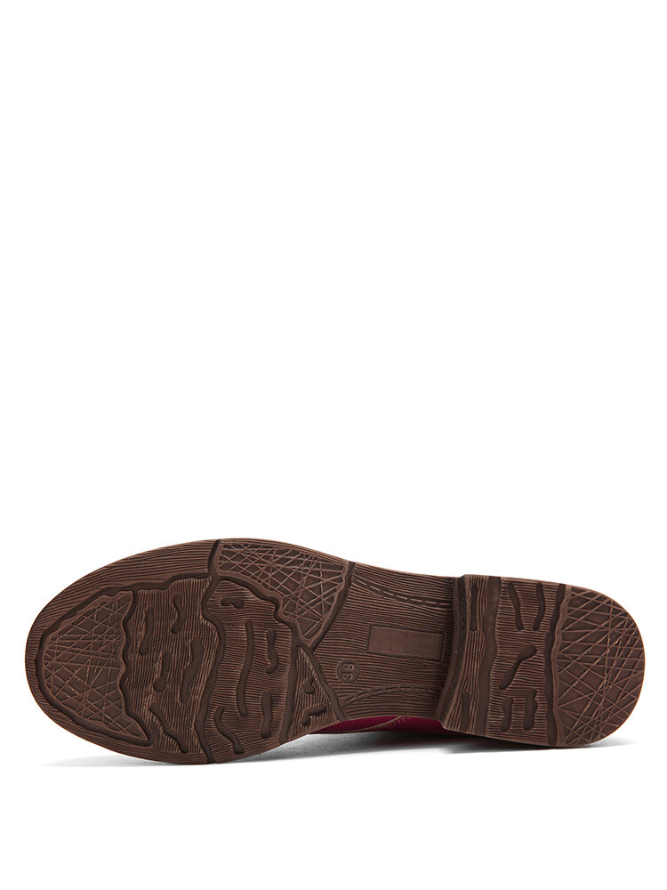 
	Women Retro Comfy Round Toe Stitching Side Zipper Casual Tooling Short Boots