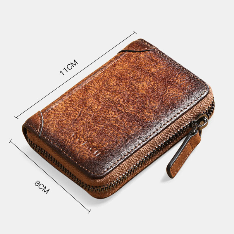 
	Men Genuine Leather Multi-slots RFID Anti-theft Retro Large Capacity Foldable Card Holder Wallet